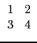 $\displaystyle \begin{array}{rr} 1 & 2\\  3&4\end{array}$