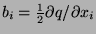 $b_i=\frac{1}{2} \partial q/\partial x_i$